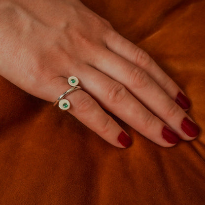 Sterling Silver / Emerald / Nebula Wrap Ring