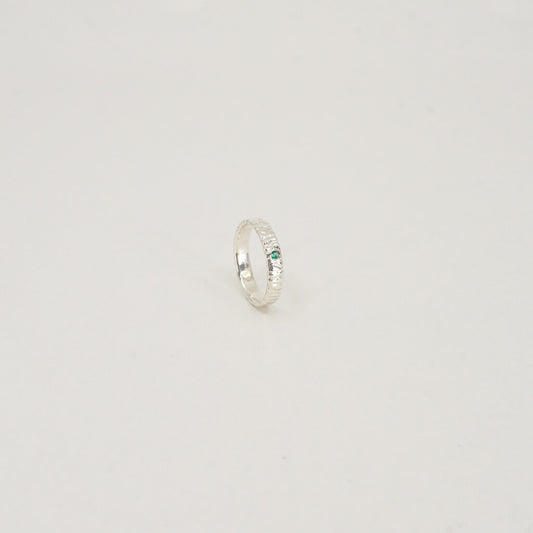 Sterling Silver / Emerald / Cosmic Texture Ring