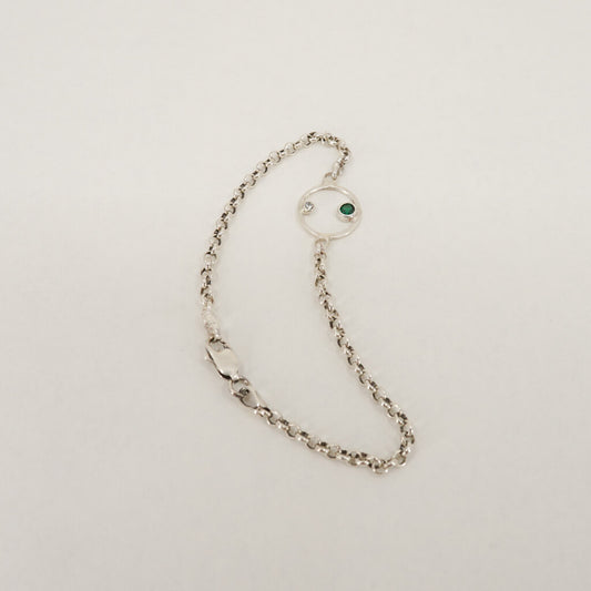 Sterling Silver / Emerald, Moissanite / Cosmos Circle Bracelet