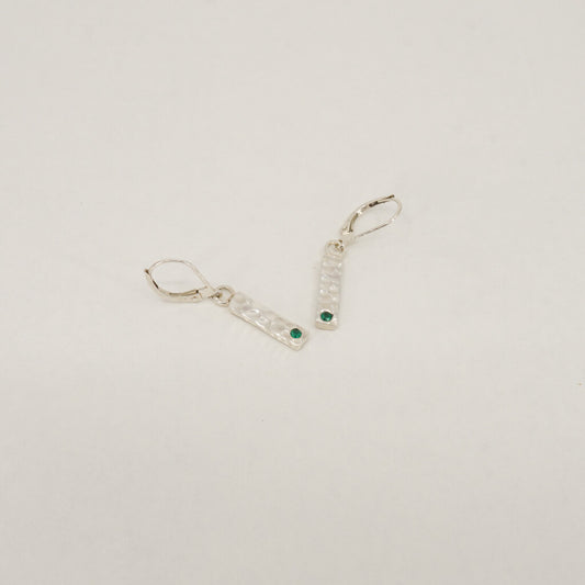 Sterling Silver / Emerald / Stellar Hammered Emerald Earrings