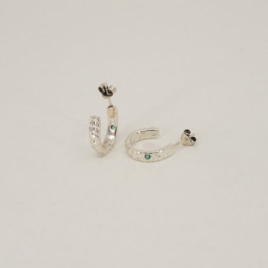 Sterling Silver / Emerald / Nova Emerald Hoop Earrings